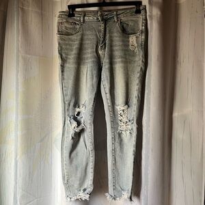 Monkey Ride Jeans Light Blue Distressed Skinny Jeans